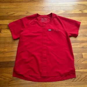 Figs tela scrub top in red. Size large